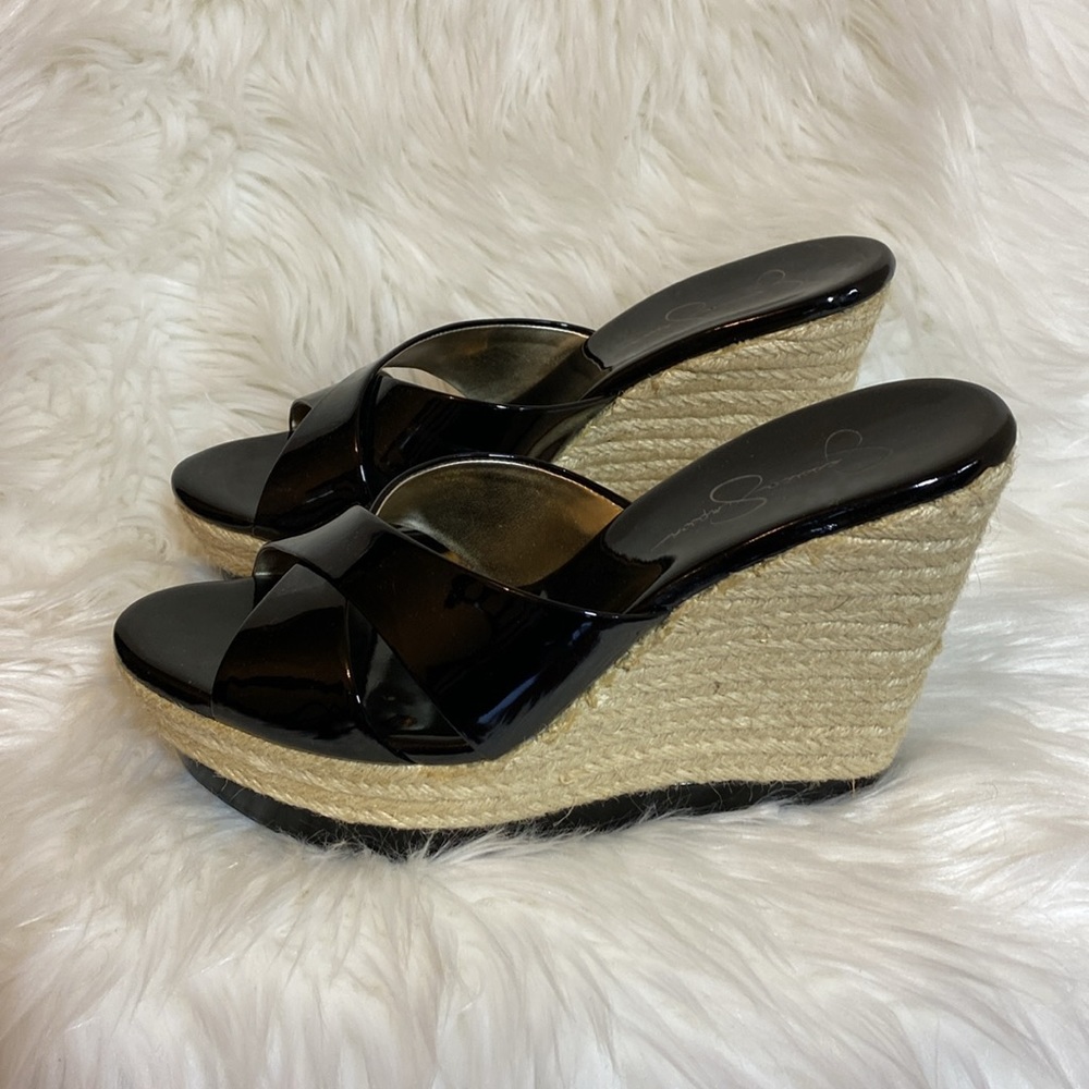 Jessica Simpson JS - Katonal Women’s Black Patent Sandals size 9 EUC - Picture 3 of 10